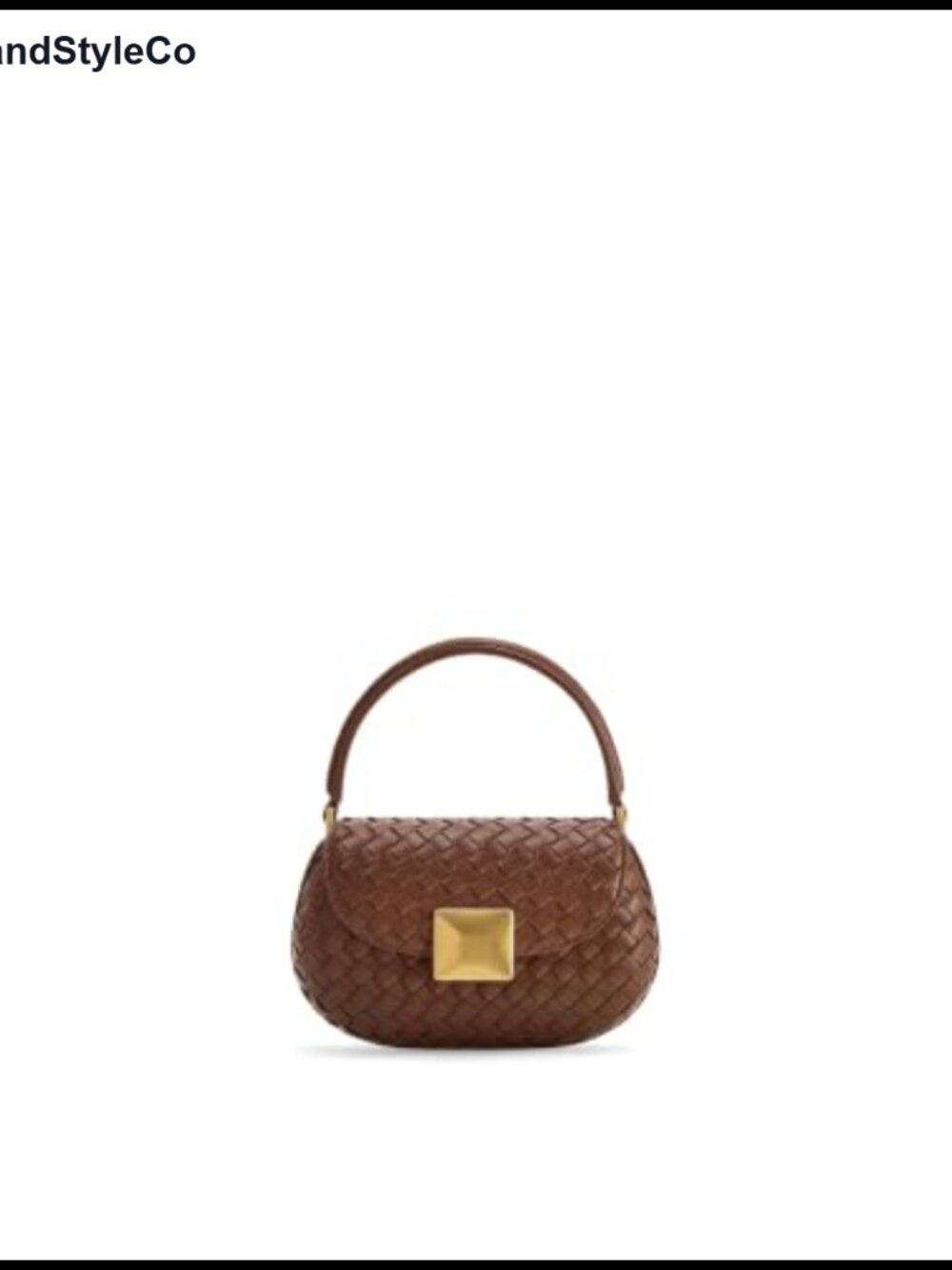 Vegan Leather Round Top Handle Bag Woven Handbag Crossbody